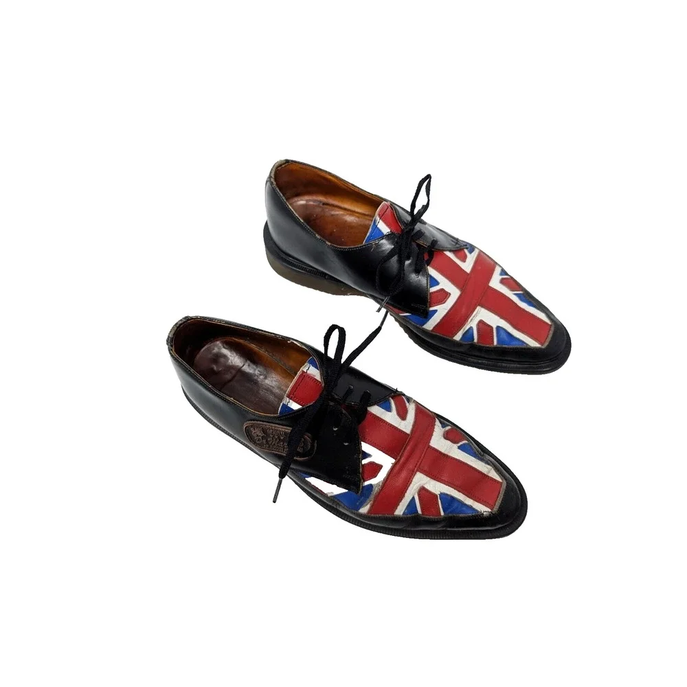 Vintage Dr. Martens Oxford Shoes Union Jack British Flag England Men's Size 7.5